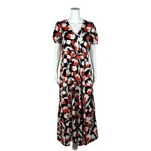 Who What Wear Red Floral Maxi Dress Cotton Faux Wrap Sundress M
